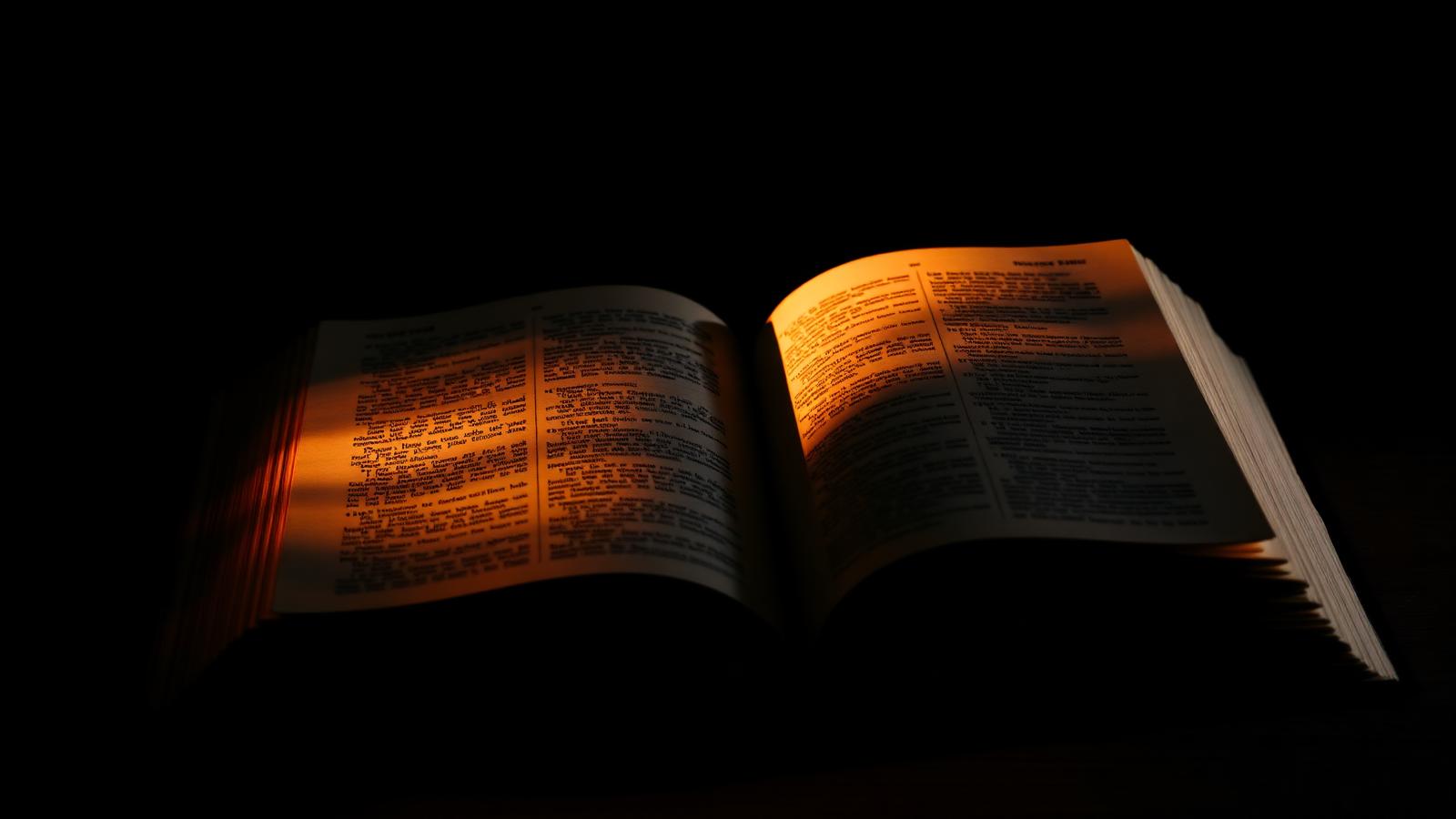 Bible illuminated by golden light